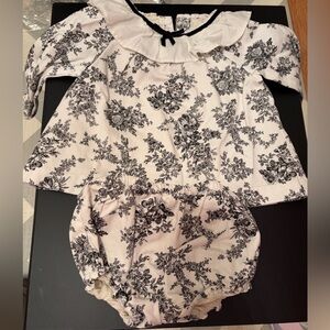 Janie and Jack Black and White Floral Baby Dress